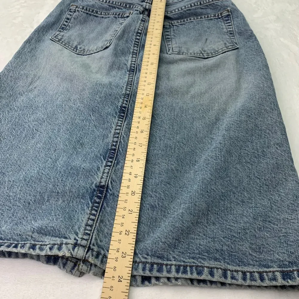Vintage Gap Womens Sz 1 XS Stone Wash Denim Jean Skirt Zip Knee Length Y2K 1980s